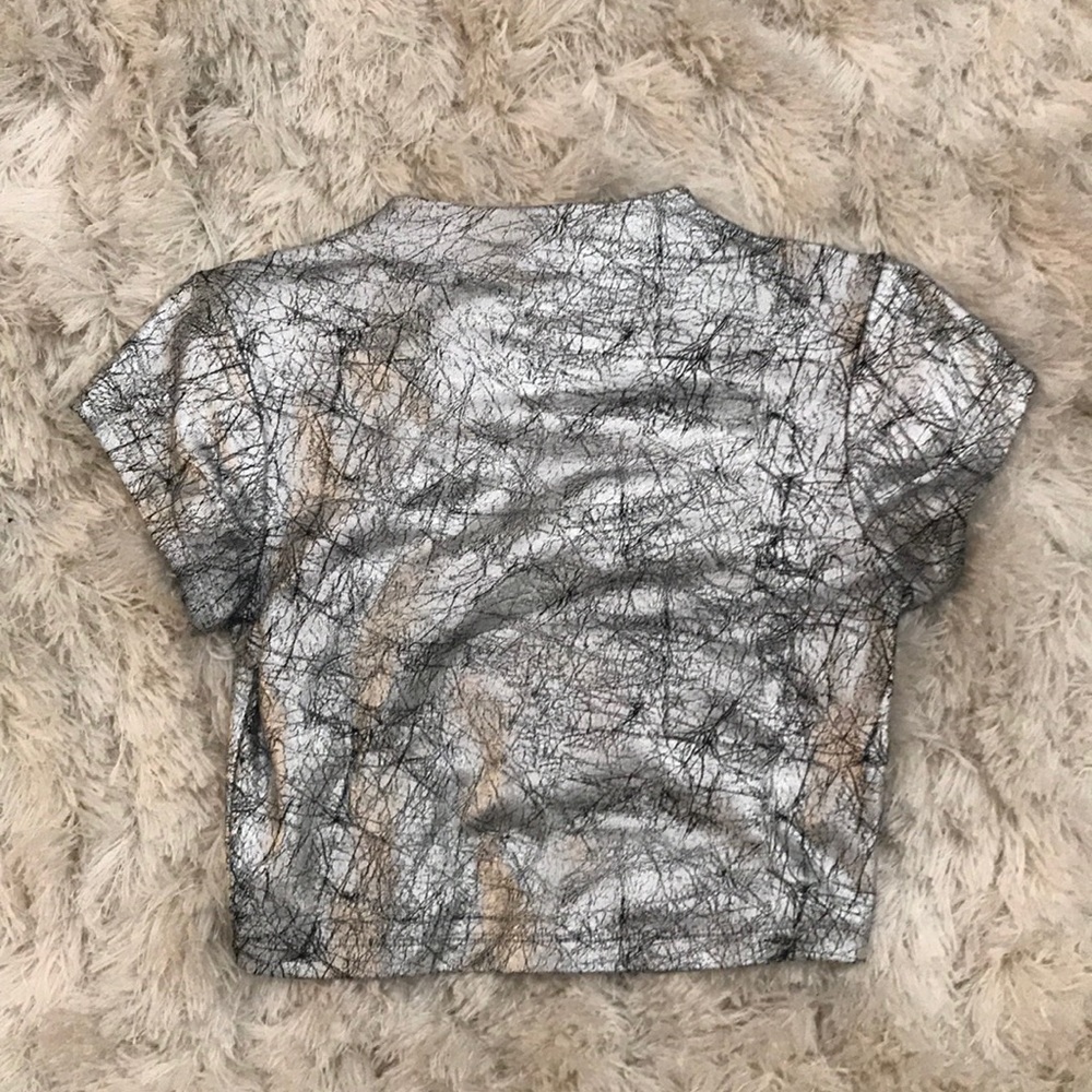 Metallic high neck crop top